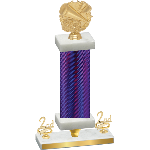 Premium Single Purple Carbon Fiber Second Place Cheerleading Trophy