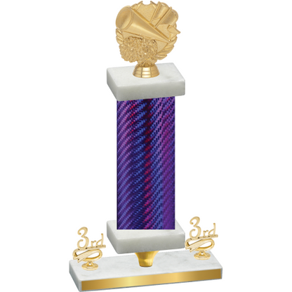 Premium Single Purple Carbon Fiber Third Place Cheerleading Trophy