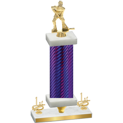 Premium Single Purple Carbon Fiber First Place Hockey Trophy