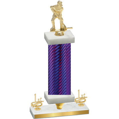 Premium Single Purple Carbon Fiber First Place Hockey Trophy