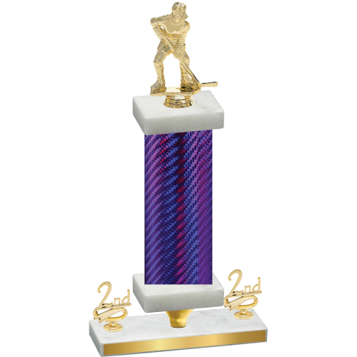 Premium Single Purple Carbon Fiber Second Place Hockey Trophy