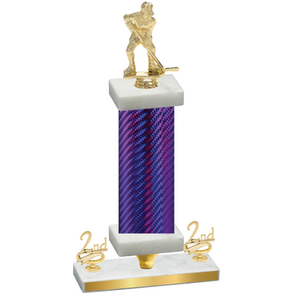 Premium Single Purple Carbon Fiber Second Place Hockey Trophy