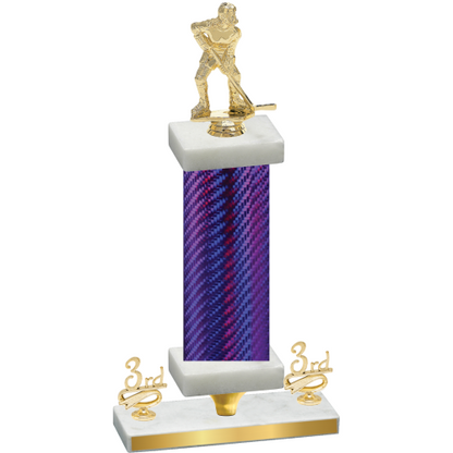 Premium Single Purple Carbon Fiber Third Place Hockey Trophy