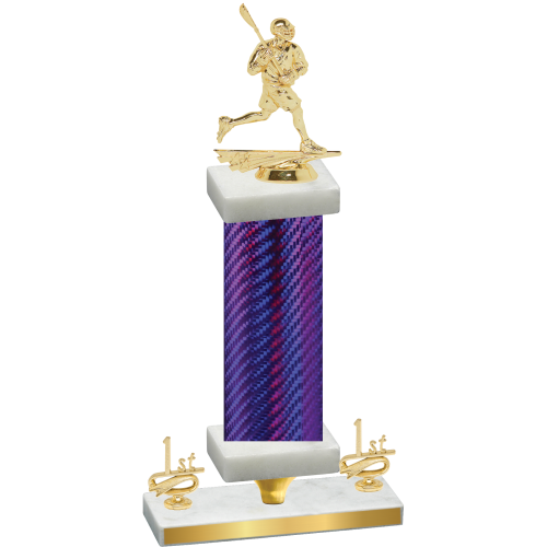 Premium Single Purple Carbon Fiber First Place Lacrosse Trophy