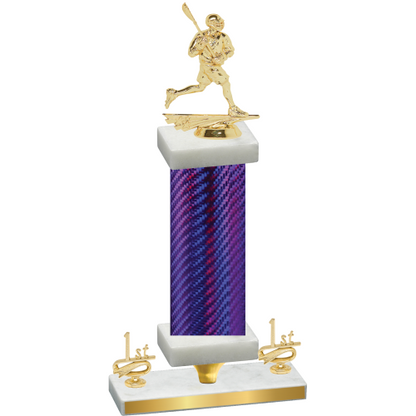 Premium Single Purple Carbon Fiber First Place Lacrosse Trophy