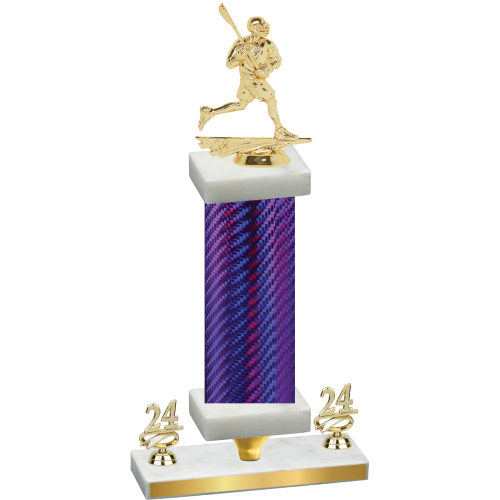 Premium Single Purple Carbon Fiber Year Lacrosse Trophy