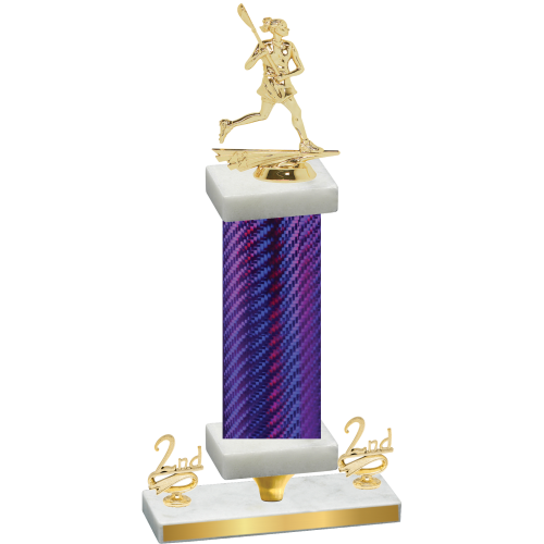 Premium Single Purple Carbon Fiber Second Place Lacrosse Trophy