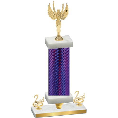 Premium Single Purple Carbon Fiber Second Place Victory Trophy