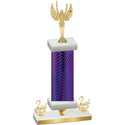 Premium Single Purple Carbon Fiber Second Place Victory Trophy