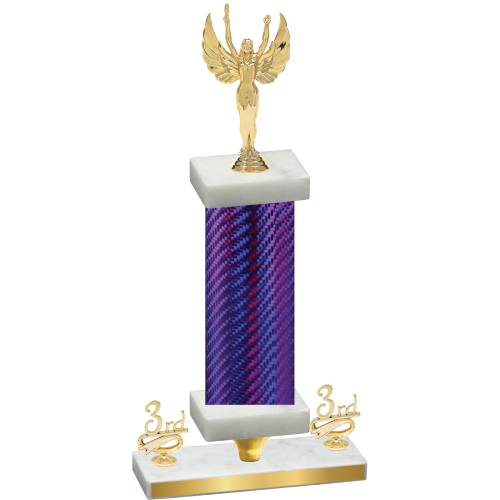 Premium Single Purple Carbon Fiber Third Place Victory Trophy