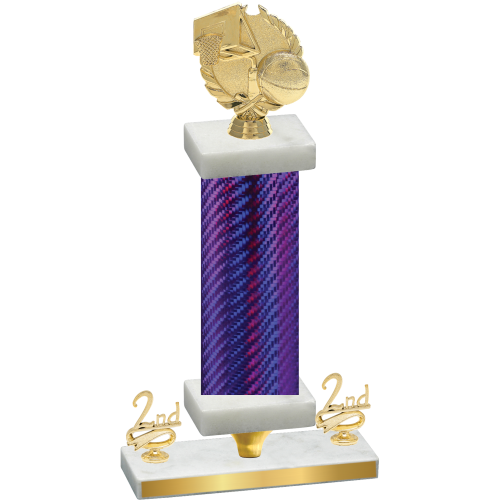 Premium Single Purple Carbon Fiber Second Place Basketball Trophy