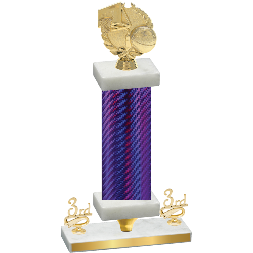 Premium Single Purple Carbon Fiber Third Place Basketball Trophy