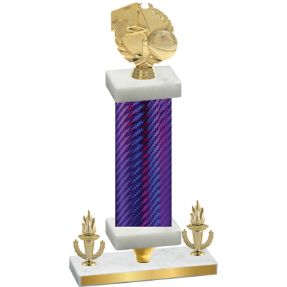 Premium Single Purple Carbon Fiber Victory Basketball Trophy