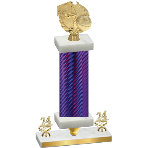 Premium Single Purple Carbon Fiber Year Basketball Trophy