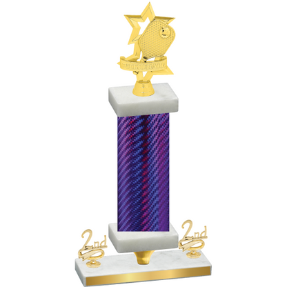 Premium Single Purple Carbon Fiber Second Place Pickleball Trophy