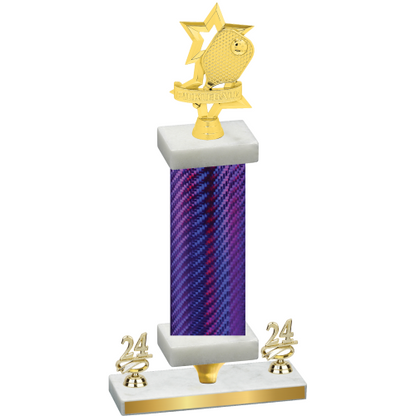 Premium Single Purple Carbon Fiber Year Pickleball Trophy