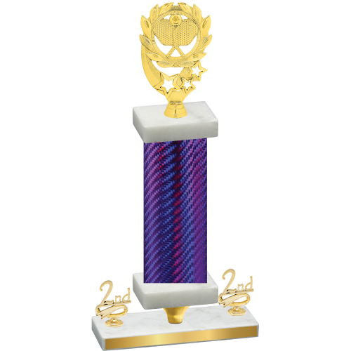 Premium Single Purple Carbon Fiber Second Place Pickleball Trophy