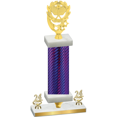 Premium Single Purple Carbon Fiber Year Pickleball Trophy