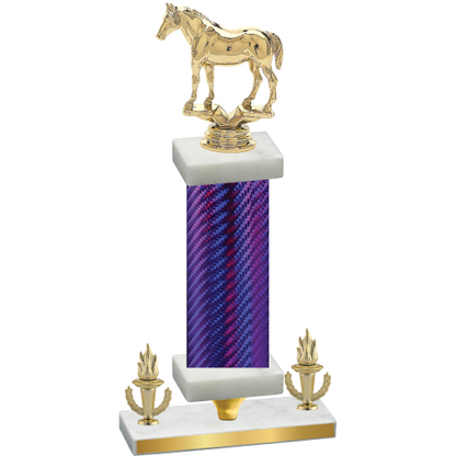 Premium Single Purple Carbon Fiber Victory Horses Trophy