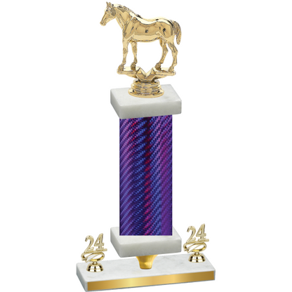 Premium Single Purple Carbon Fiber Year Horses Trophy