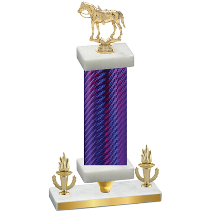 Premium Single Purple Carbon Fiber Victory Horses Trophy