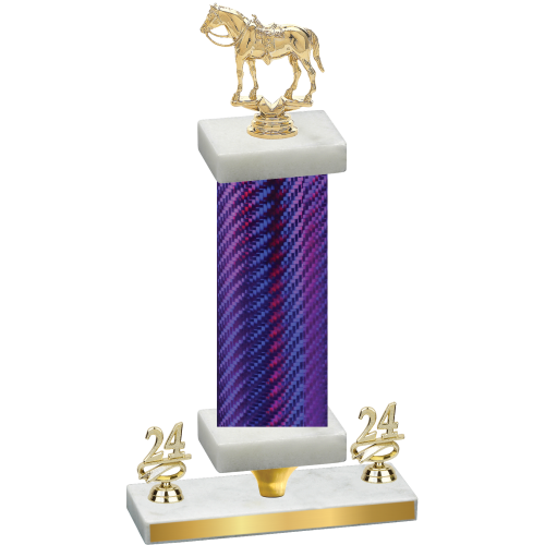 Premium Single Purple Carbon Fiber Year Horses Trophy