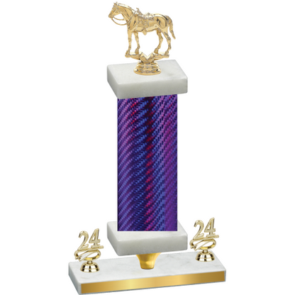 Premium Single Purple Carbon Fiber Year Horses Trophy