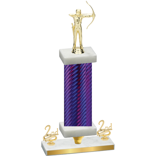 Premium Single Purple Carbon Fiber Second Place Archery Trophy