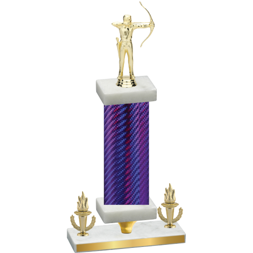 Premium Single Purple Carbon Fiber Victory Archery Trophy