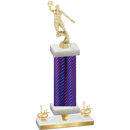 Premium Single Purple Carbon Fiber First Place Basketball Trophy