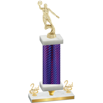 Premium Single Purple Carbon Fiber Second Place Basketball Trophy