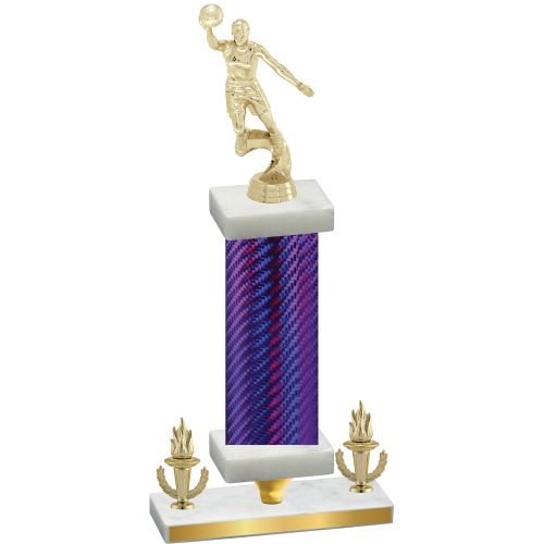 Premium Single Purple Carbon Fiber Victory Basketball Trophy