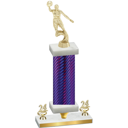 Premium Single Purple Carbon Fiber Year Basketball Trophy