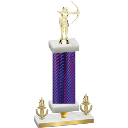 Premium Single Purple Carbon Fiber Victory Archery Trophy