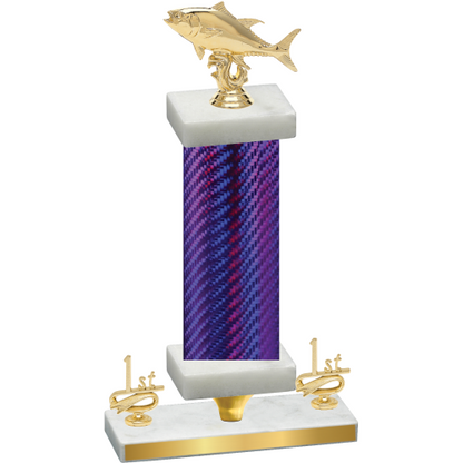 Premium Single Purple Carbon Fiber First Place Fishing Trophy