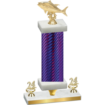 Premium Single Purple Carbon Fiber Year Fishing Trophy