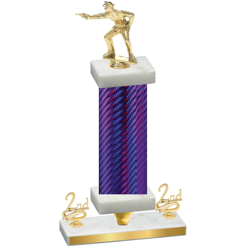 Premium Single Purple Carbon Fiber Second Place Shooter Trophy