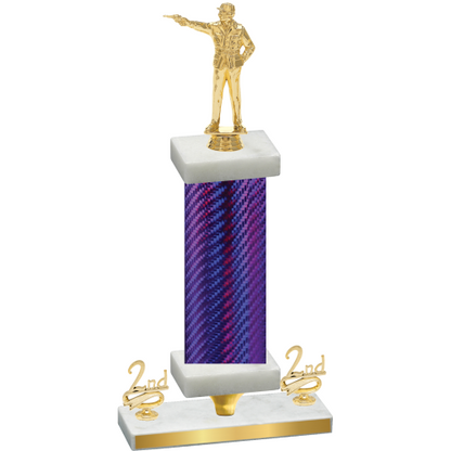 Premium Single Purple Carbon Fiber Second Place Shooter Trophy