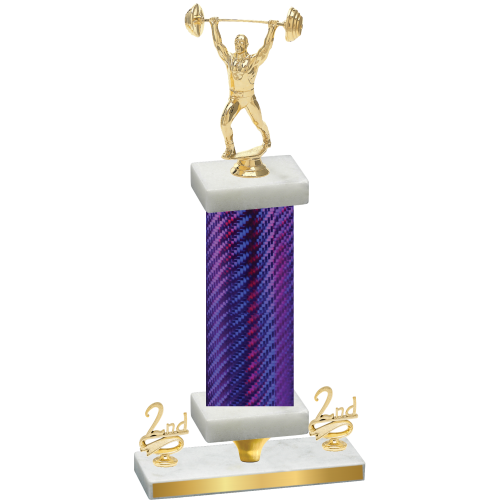 Premium Single Purple Carbon Fiber Second Place Weights Trophy