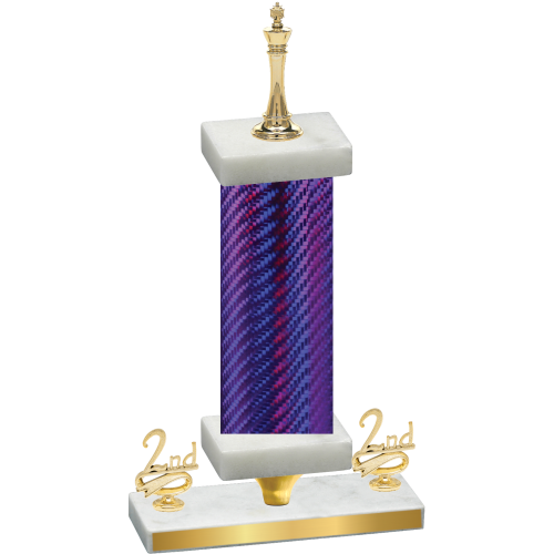 Premium Single Purple Carbon Fiber Second Place Chess Trophy