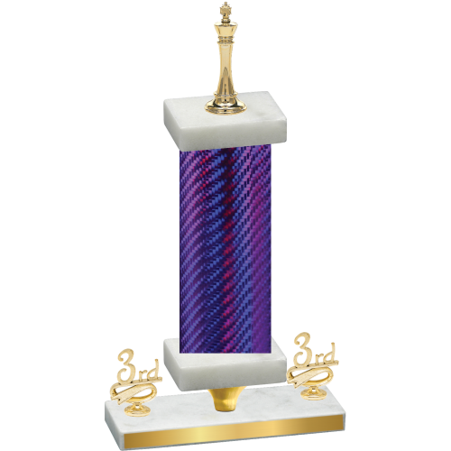 Premium Single Purple Carbon Fiber Third Place Chess Trophy