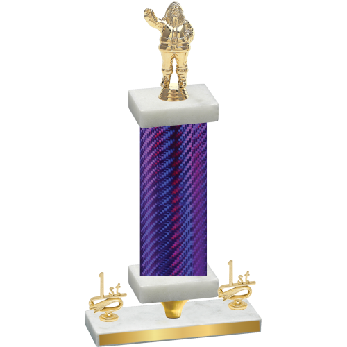 Premium Single Purple Carbon Fiber First Place Holiday Trophy