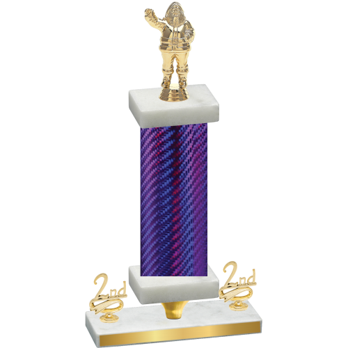 Premium Single Purple Carbon Fiber Second Place Holiday Trophy