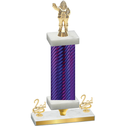 Premium Single Purple Carbon Fiber Second Place Holiday Trophy