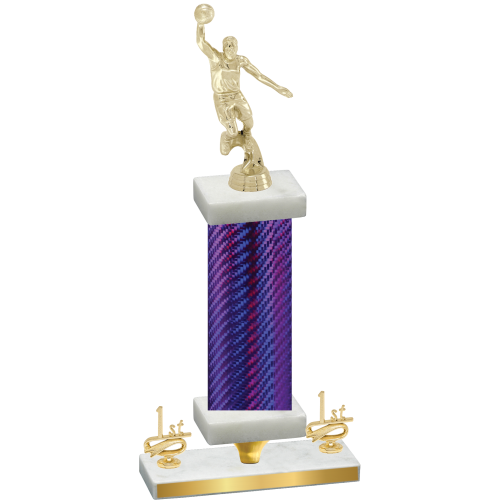 Premium Single Purple Carbon Fiber First Place Basketball Trophy