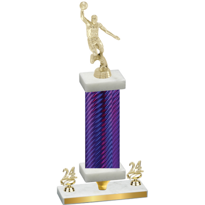 Premium Single Purple Carbon Fiber Year Basketball Trophy