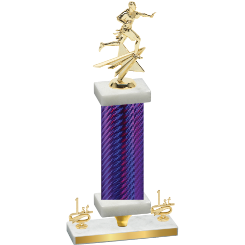 Premium Single Purple Carbon Fiber First Place Flag Football Trophy