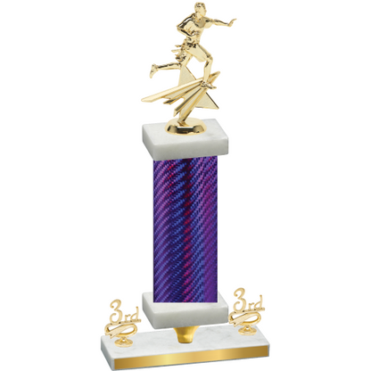 Premium Single Purple Carbon Fiber Third Place Flag Football Trophy