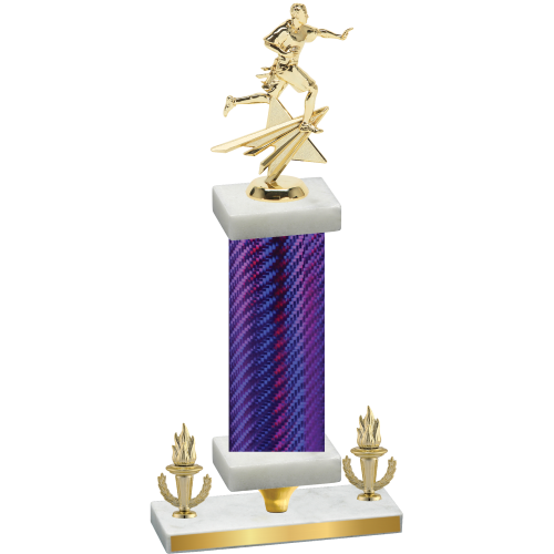 Premium Single Purple Carbon Fiber Victory Flag Football Trophy