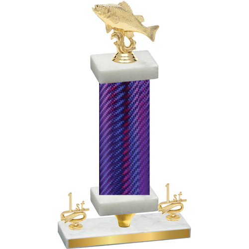 Premium Single Purple Carbon Fiber First Place Fishing Trophy